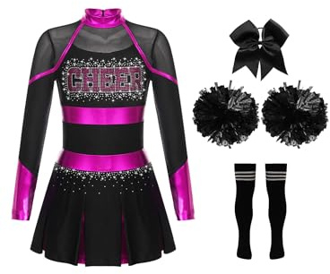 TiaoBug Flicka Cheerleading klänning halterneck dansklänning med cheer bokstäver sport skola gruppdans kläder