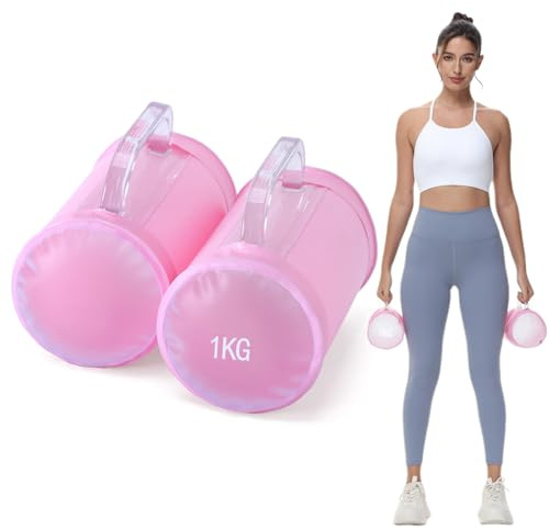 DEIRIS Mancuernas de Agua, Juego de pesas Rellenables de Agua, Bolsa De Agua Fitness, Mancuernas de Viaje, Pesas Ajustables hasta 2/5 KG, para Entrenamiento de Fuerza (Rosa: máx. 4 libras/2 kg)