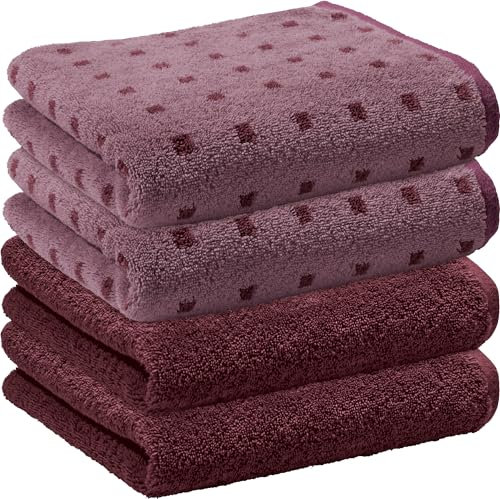 Erwin Müller Handtuch Sigmaringen 4er-Pack Walk-Frottier Beere Größe 50x100 cm