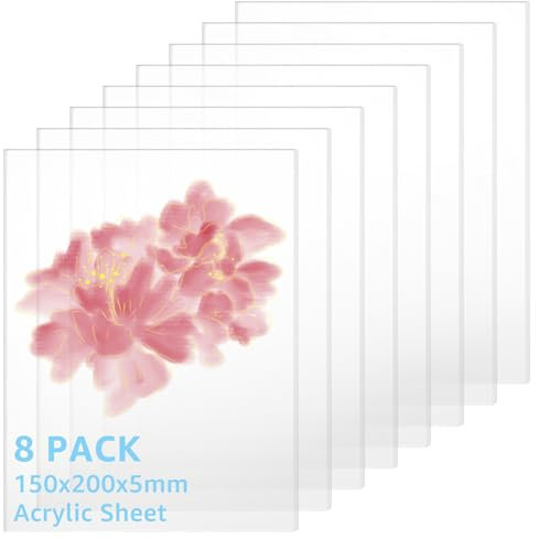 YAYODS 8 Pièces Plaque Acrylique 20x15cm - Plaque PVC Transparent 5mm - Plaque Verre - Plaque Transparente - Plaque Acrylique Transparente - PVC Transparent Rigide Pour Cadre Photo,Présentoir De Table