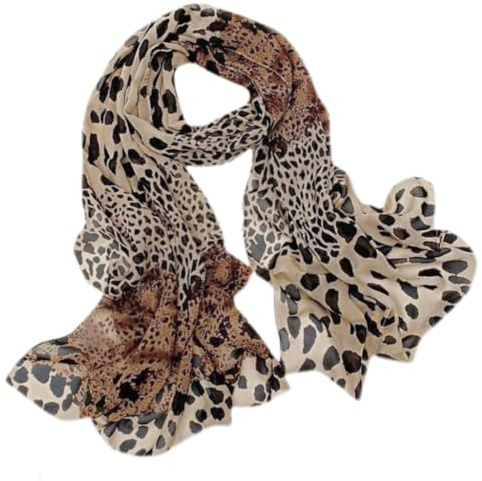 AWAVM Chiffon Scarfs for Women Soft Leopard Print Chiffon Silk Scarves Shawls Wrap for Outdoor Spring Autumn Winter Summer 160x50cm