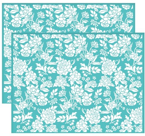 OLYCRAFT 2pcs Pochoir Autocollant Maille 28x22cm Septembre Pivoine Autocollant Sérigraphie Modèle Pivoine Web Modèle Fleur Thème Réutilisable Net Modèle Transfert pour DIY T Shirt Tissu Peinture