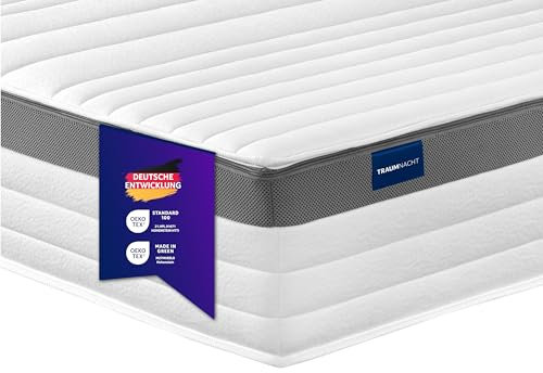 Traumnacht Premium 7-Zonen 500er Tonnentaschenfederkernmatratze, Härtegrad 4 (H4), 100 x 200 cm, Öko-Tex Zertifiziert, produziert nach deutschem Qualitätsstandard