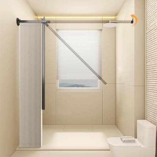 RIUGHJID Cortina de Ducha Plegable de Aleación de Aluminio, Cortinas Blackout Insonorizadas Separadoras de Ambientes, para Puerta Ducha Baño Lavadero(C)