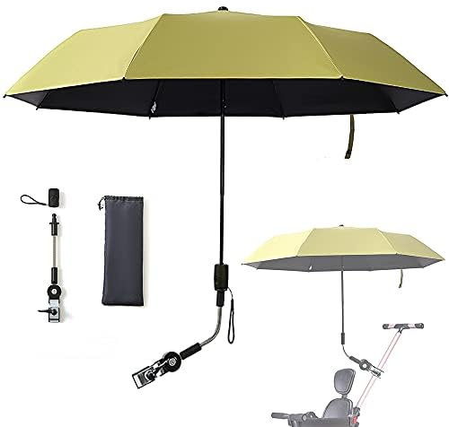 Nakazawa Pram Umbrella,Pram Parasol uv Protection, With Umbrella Clip Fixing Device, UPF 90+ UV Protect Pushchair Sun Parasol (yellowish green)