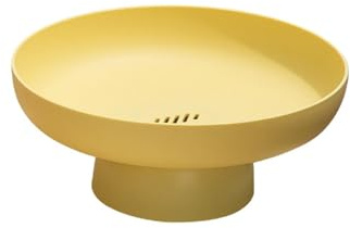WAZUBC Cuenco de Frutas de Base Alta Bandeja de Almacenamiento de Aperitivos con Base de Exhibición Cuenco de Frutas Soporte de Exhibición de Postres Plato de Caramelos Bandeja (Amarillo)