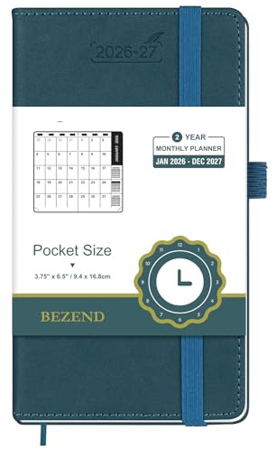 BEZEND Pocket Monthly Planner 2026-2027, 2-Year Calendar Book (3.5 x 6.5)