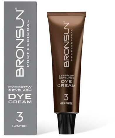 BRONSUN® Tinta in Crema per Ciglia e Sopracciglia | Colorazione Intensa e Lunga Durata | Formula Delicata Senza Ammoniaca | con Cheratina, Seta e Vitamina E | Grafite №3 – 15ml