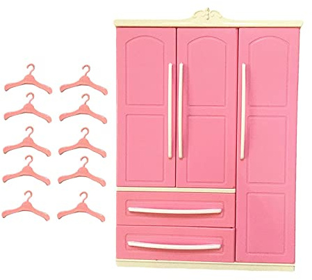 Pink Doll Wardrobe Play House Furniture Accessories Life Scene Home Decor