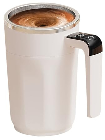 Självrörande – 400 ml uppladdningsbara dryckesartiklar med lock | Smart mugg för enkel blandning av kaffe, te, varm choklad, honungsdrycker | bärbar, läckagesäker, lätt att rengöra mugg
