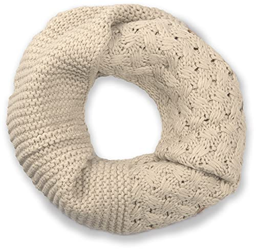 styleBREAKER écharpe loop tricotée avec motif mélangé, mailles fines unies, écharpe d'hiver, unisexe 01018153, couleur:Beige