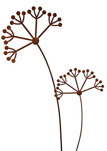 Bornhöft Lot de 2 piquets de jardin en forme de fleur en métal rouillé - Décoration de jardin