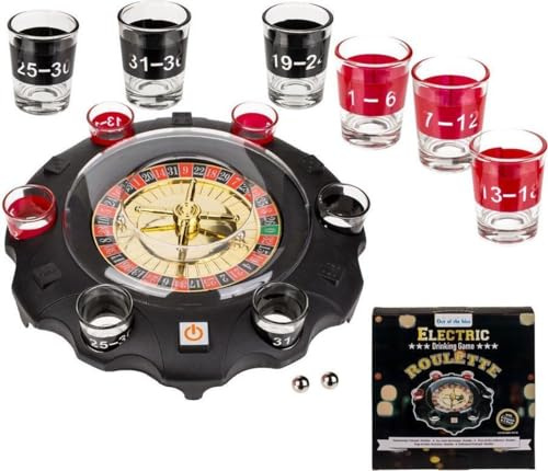 Out of the blue Jeu d'alcool électronique à roulettes avec 6 Verres, Multicolore, D : env. 26,5 cm