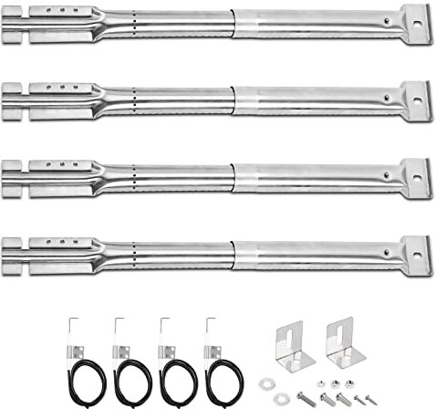 Denmay 42206 extensible de 31 a 42 cm Quemador de tubo universal ajustable de acero inoxidable no magnético para parrilla de gas, accesorio para adaptarse a la mayoría de barbacoas de gas, 4 unidades
