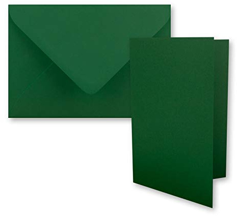 FarbenFroh by GUSTAV NEUSER Set di 25 biglietti pieghevoli DIN A7, 10,5 x 7,4 cm, con buste DIN C7, colore verde scuro (verde) – piccoli biglietti doppi vuoti da personalizzare e stampare