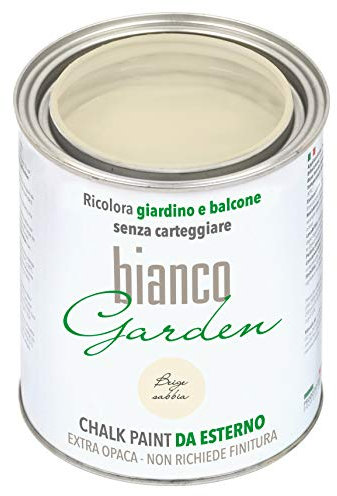 CHALK PAINT DA ESTERNO biancoGarden Beige Sabbia - Ricolora giardino e balcone SENZA CARTEGGIARE e SENZA FINITURA (1 Litro)