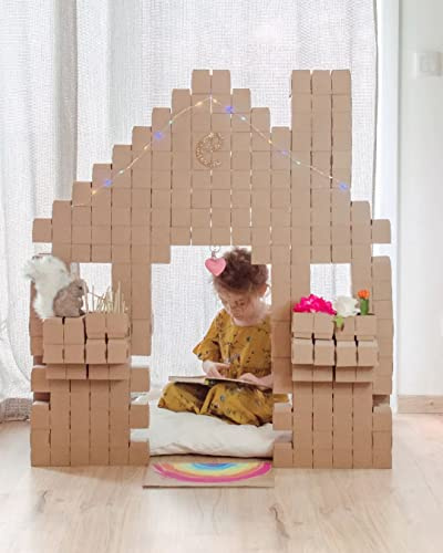 Cléopâtre – Set di 80 mattoni da costruzione Cleoblock in cartone kraft, colore: naturale mattone