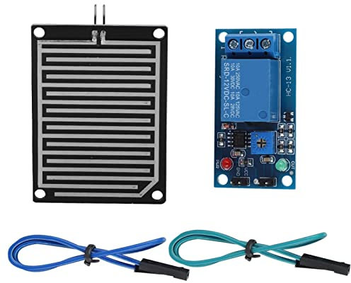 Rain Water Sensor Module, Raindrops Sensor, Raindrops Sensor, 12V Rain Water Raindrops Detection Sensor Module Relay Control Module with Relay module and 20cm cable