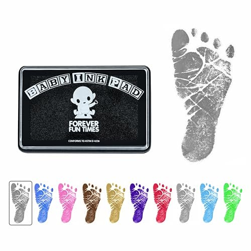 Baby hand och fotavtryck kit från Forever Fun Times | Få hundratals detaljerade tryck med en baby säker bläckdyna | Lätt att rengöra och fungerar med valfritt papper eller kort | Rengör och säkert