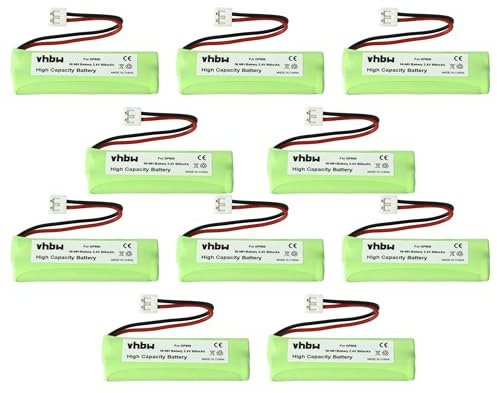 vhbw 10x Akku kompatibel mit Binatone Fusion 2925, 2815 schnurlos Festnetz Telefon (500 mAh, 2,4 V, NiMH)