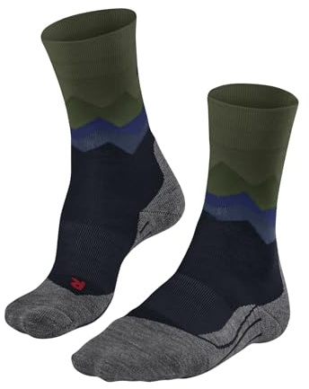 FALKE Men's TK2 Crest Hiking Socks Medium Cushioning Anti Blister Warm Mid-Calf Length Breathable Quick-Drying Climate-Regulating Odour-Neutralising Wool Functional Yarn 1 Pair