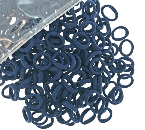 200 Pcs Navy Small Hair Ties, Seamless Hair Elastics