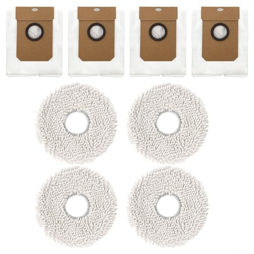 Oniissy Bolsa de polvo y paño de trapeado, filtración eficiente del polvo, fácil de usar, kit de paño de limpieza de bolsas de polvo, para bolsas de aspiradora Conga 11090 (4 bolsas de polvo + 4 paños