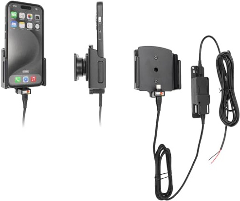 Brodit Gerätehalter 727376 | Made IN Sweden | mit Ladefunktion für Smartphones - Apple iPhone 15, iPhone 15 Pro