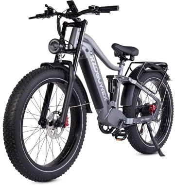 RZOGUWEX Bicicleta eléctrica, Bicicleta eléctrica Todoterreno de 26 Pulgadas para Adultos con batería Desmontable de 48 V 25 AH con Freno de Disco hidráulico Doble y amortiguadores Dobles