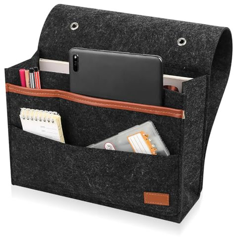 SZSIQI (Black) Storage Bag, Bedside Storage Bag, Felt Hanging Non-slip Bedside, Suitable for Rail Sofa Bunk Magazine Mobile Phone Remote Control Hold