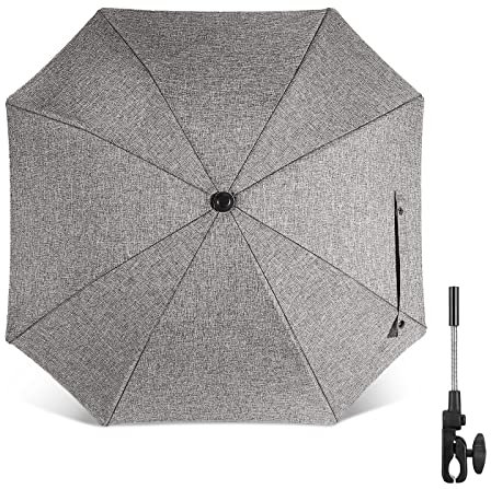 Winload Sonnenschirm Buggy, Universal Sonnenschirm kinderwagen, UV Schutz 50+ Sonnenschutz, für Rund- und Ovalrohre, 70 cm Durchmesser, Babywagen Schirm mit Gerader Schirmgriff