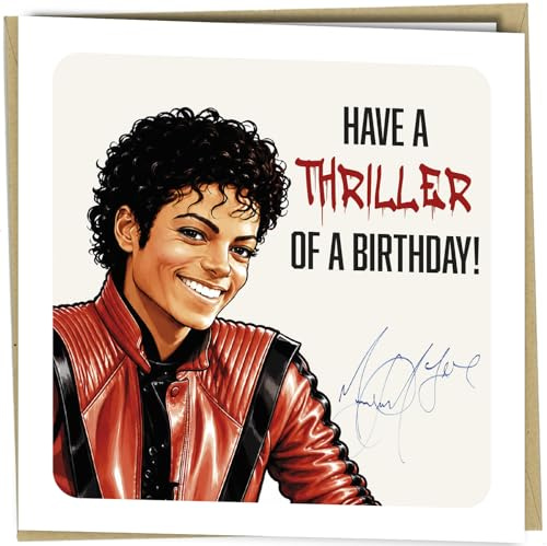 Michael Jackson Thriller Birthday Card, Funny Retro Music Greeting Card, 150 x 150mm, with Envelope - CB077