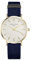 Rosefield Damenuhr The West Village Gold 33 mm Rundes Gehäuse mit Weißem Zifferblatt und blauem Band - WBUG-W70