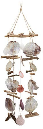 Relaxdays Acchiappasogni di legno conchiglie capiz San Giacomo grande sonaglio decorazione marina da giardino colorato