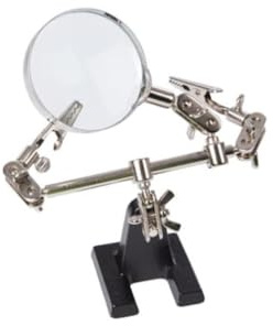 Velleman Troisième Main avec loupe, Pratique et Flexible, dioptrie x 2.5, Acier Inoxydable, 6 rotules à Bille