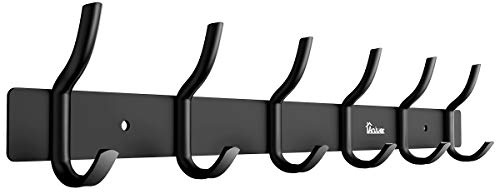 Anjuer Abrigo Perchas Ropa Perchero 6 Ganchos Ropa Resistente Tenedor de Sombrero Aleación de Aluminio Negro