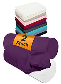 npluseins 2er Pack Bezüge und/oder Nackenrolle - ca. 40 x 15 cm - 1467.2080, 1 Pack (2 Stück) - Bezüge in brombeer