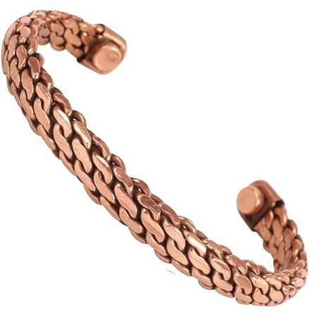 Touchstone Copper healing bracelet Tibetan style. Hand forged with solid and high gauge pure copper. Elegant weave pattern.