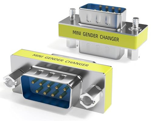 CABLEPELADO Adattatore di Serie Maschio a Maschio RS232 DB9, Accoppiatore per Cambio di Genere, Connettore 9 Pin, Plug RS-232