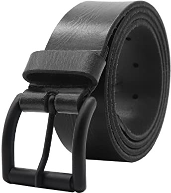 PELLE TORO Hunter Leather Belt for Men, Handmade Men's Belt for Jeans, Work or Casual Cowboy Style (Trouser Sizes 32in - 36in, Charcoal)