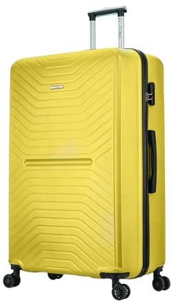 FLYMAX XL 32 Extra Large Suitcase 4 Wheel Lightweight Luggage Hard Shell Check in Hold Travel ABS 125 Litre Capacity Travel Case with 3 Digit Combination Lock + Telescopic Handle Yellow
