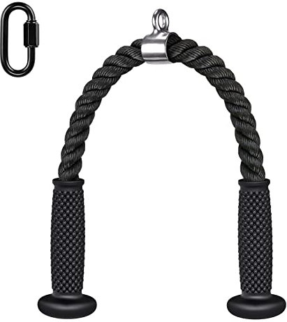 Kipika Tricep Rope, Cable Machine Attachments Pulley System Gym Pull Down Rope, Heavy Duty Nylon Rope with Soft Rubber Ends…