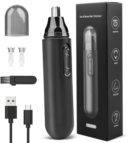 USB Wiederaufladbar Nasenhaartrimmer,2 in 1 Professioneller Nasentrimmer Schmerzfreier Herren und Frauen Nasenhaarentferner,Ohrhaarschneider,Nasenhaarentferner Gesichtshaartrimmer Nasentrimmer