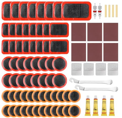 AiQInu Fahrrad Reparaturset, 86pcs Flickzeug Fahrrad, Fahrrad Flickzeug Set, Fahrradflicken Set, Reifenreparaturset Fahrrad, Fahrradreifen Reparaturset
