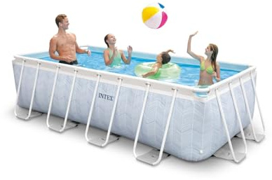 Intex 4m x 2m x 1m Chevron Prism Rectangular Pool Set, Set-up Size: 4.00m x 2.00m x 1.00m (26780GN)