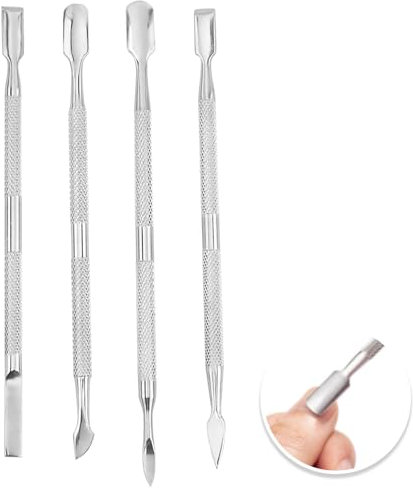 4 Pezzi Spingi Cuticole Professionale a Doppia Testa, Spingi Cuticole Professionale Kit, Cuticle Pusher, Kit Professionale Cuticle Pusher, Cucchiaio Spingi Cuticole a Due Estremità