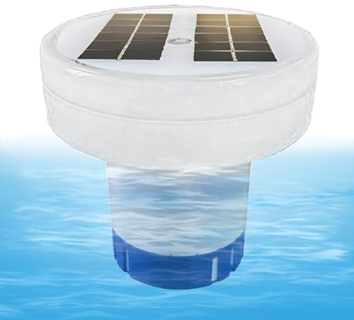 Depuradora Solar para Piscinas - Flotador Porta Pastillas de Cloro, Limpiafondos Solar Flotante | Flotador de tabletas de cloro con soporte de cloro iluminado con energía Solar para agua clara en pisc