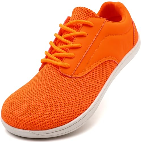 Oltyutc Barefoot Shoes Mens Trainers Wide Toe Box Gym Orange Size 12 UK