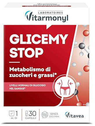 Glicemy Stop - Integratore Alimentare con Cromo - Supporta il Metabolismo di Zuccheri e Grassi - 30 Capsule Senza Zuccheri - Vitarmonyl