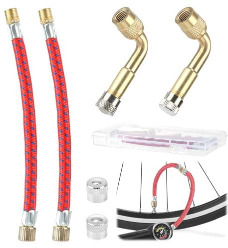 FAMCUCHE Rallonge Valve Pneu, 2 Embout De Gonflage Pneu De 120 mm, Valve Coudée Moto à 90°, Rallonges De Valves pour Voitures, Motos, Vélos, Scooters